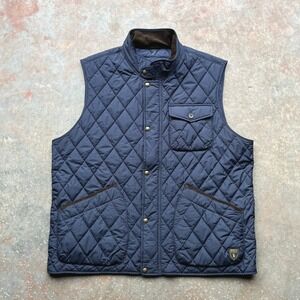 Polo Ralph Lauren Beaton Quilted Vest Navy Blue XXLT Men's Barn Corduroy Collar